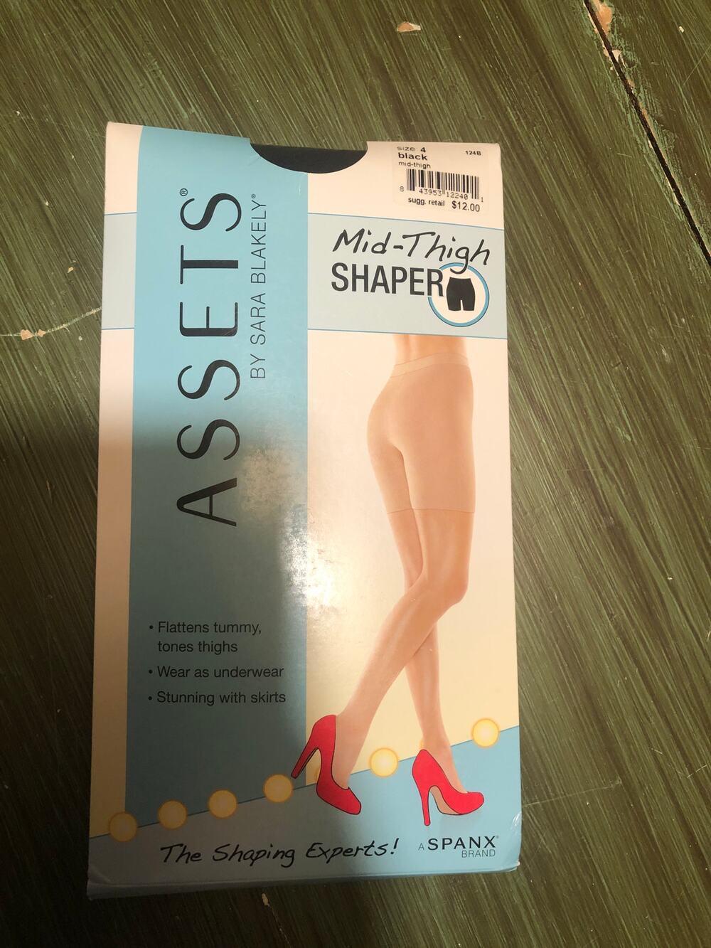 Assets by Spanx Hi-Waist Mid-Thigh Shaper Black Size 4